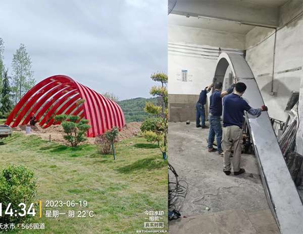 天水市镀锌板拱门雕塑安装图